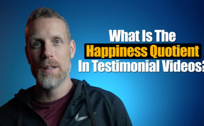 What is the happiness quotient in testimonial videos